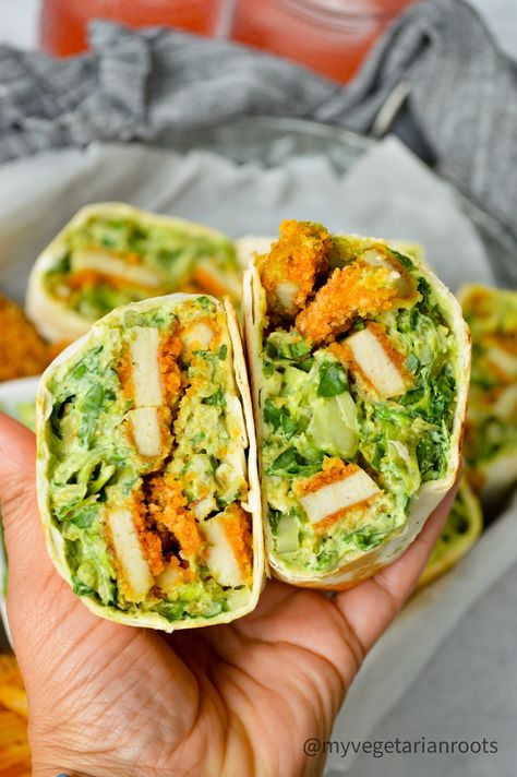 Peri Peri Tofu Wrap Peri Peri Tofu, Tofu Cutlets, Vegetarian Wrap, Cutlet Sandwich, Tofu Wrap, Tofu Wraps, Vegetarian Wraps, Caprese Sandwich, Avocado Ranch