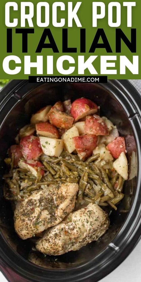 Crockpot Chicken Italian Dressing, Chicken Recipes Italian, Italian Chicken And Potatoes, Italian Chicken Dinner, Slow Cooker Italian Chicken, Zesty Italian Chicken, Crockpot Chicken And Potatoes, Italian Dressing Chicken, Crockpot Italian