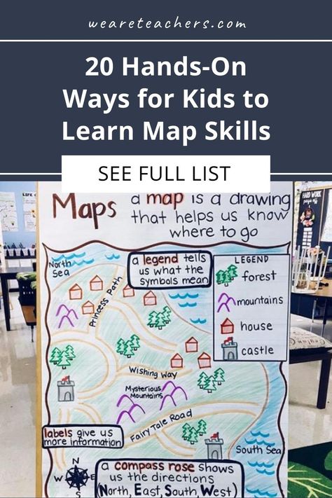 20 Map Skills Activities That Are Hands-On Map Skills Activities, Teaching Maps, Kindergarten Social Studies, Map Symbols, Homeschool Geography, Map Projects, Game Based Learning, Map Activities, We Are Teachers