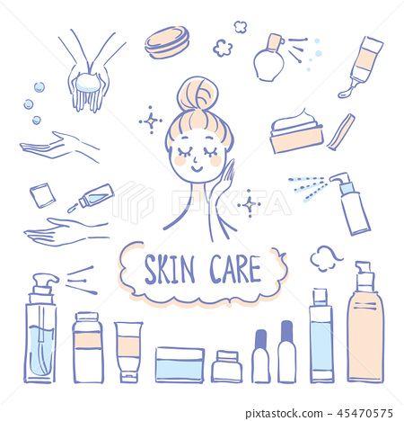 Skin Care Products Women Set - Stock Illustration [45470575] - PIXTA Skin Care Doodle, Skin Illustration, Room Ideas Aesthetic Grunge, Grunge Room Ideas, Zayn Malik Wallpaper, Project Cover Page, Skin Care Business, Photography Websites, Bullet Journal Art