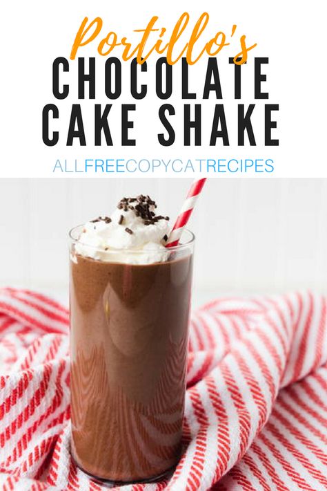 Portillos Chocolate Cake Shake, Cake Shake Recipe, Portillos Chocolate Cake, Chocolate Cake Shake, Homemade Milkshake Recipe, Fast Food Copycat Recipes, Fast Food Copycat, Food Copycat Recipes, Cake Shake