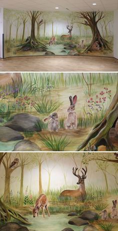 Woodland Mural, Woodland Room, Middlesex University, Fairy Room, Garden Mural, Forest Mural, Woodland Wall, Tree Mural, Afrique Art