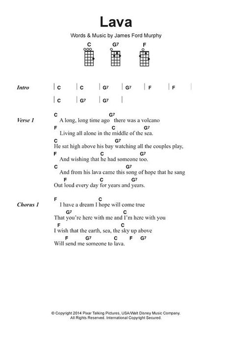 Lava-Island strum Lava Ukulele Chords, Lava Song, Ukulele Chords Disney, Christian Ukulele Songs, Ukulele Songs Popular, Ukulele Fingerpicking Songs, Ukelele Chords Ukulele Songs, Ukulele Songs Beginner, Easy Ukulele Songs