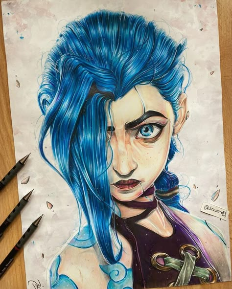 Jinx Drawing, Jinx Art, Jinx Arcane, Arcane Jinx, League Of Legends Arcane, Anime Drawing Books, Jinx League Of Legends, Joker Art, League Of Legends Characters