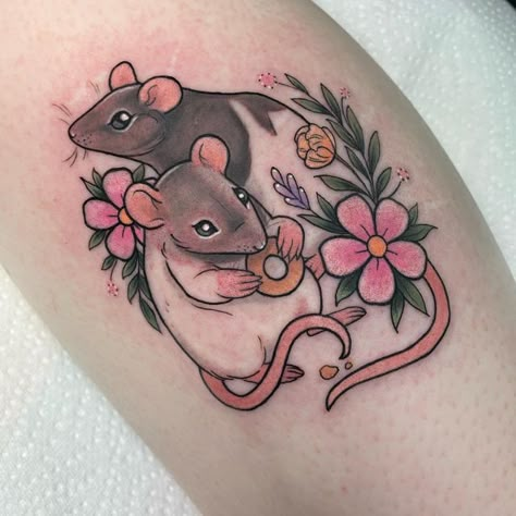 Cartoon Rat Tattoo, Cute Rat Tattoo Design, American Traditional Mouse Tattoo, Two Rats Tattoo, Lab Rat Tattoo, Rat Memorial Tattoo, S’mores Tattoo, Rat Tattoo Ideas, Cute Rat Tattoo