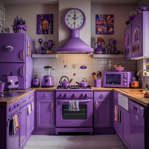 purple kitchen cabinets design  #fashion #kitchenrenovation #kitchen #cabinets #recipe Kitchen Ideas Purple, Rainbow Bedrooms, Purple Kitchen Cabinets, Purple Appliances, Purple Kitchen Designs, Lilac Kitchen, Purple Kitchen Decor, Purple Cabinets, Kitchen Cabinets Design