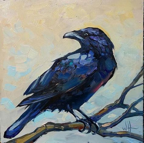 Raven Art Painting, Black Bird Painting, Abstract Raven Painting, Acrylic Crow Painting, Easy Raven Painting, Paintings Of Crows, Crow Oil Painting, Crow Reference Photo, Crow Painting Easy