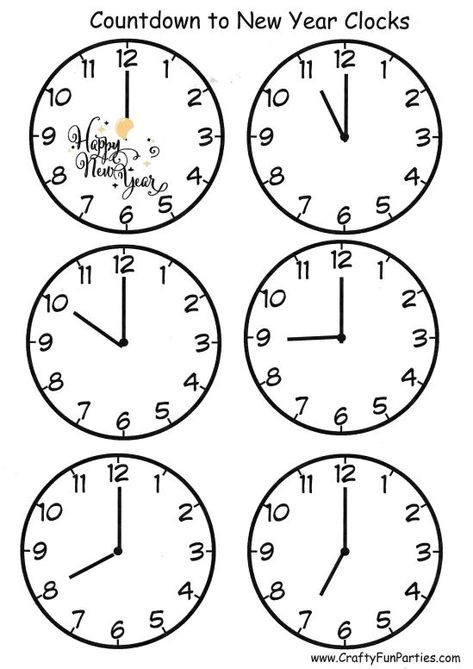 Countdown To New Year, New Years Crafts, Party Ideas Games, Clock Printable, New Year Clock, New Year Countdown, New Years Countdown, Countdown Clock, New Years Activities