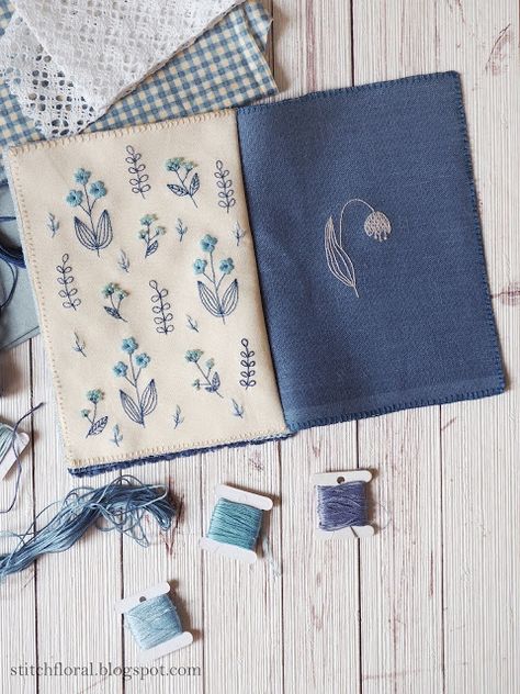 How To Make A Stitch Book, K Blue Embroidery, Embroidery Stitch Book Free Pattern, Stitch Book Embroidery, Blue Embroidery Ideas, Slow Stitch Embroidery, Stitch Journal Embroidery, Stitch Book How To Make, Sketchbook Embroidery