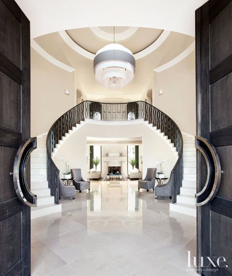 Stunning Staircases, Double Staircase, Foyer Decorating, Luxe Interiors, Open Door, Beautiful Interior Design, Interiors Design, Staircase Design, Style At Home