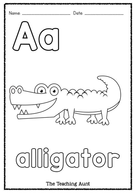 A is for Alligator Art and Craft - The Teaching Aunt Letter A Alligator Craft, Letter A Words For Preschool, A Is For Printable, Preschool Alligator Craft, A Is For Worksheet, Alligator Crafts For Toddlers, Alligator Preschool Activities, Alligator Crafts For Kids, Alligator Craft Preschool