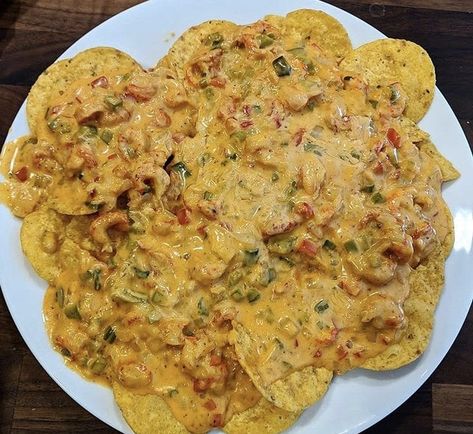 Slap Ya Mama Crawfish Nachos - Slap Ya Mama Cajun Nachos Recipe, Seafood Nachos New Orleans, Seafood Cheese Sauce, Crawfish Nachos Recipe, Crawfish Appetizers, Slap Ya Mama Recipes, Shrimp And Crawfish Recipes, Cajun Nachos, Seafood Nachos Recipe