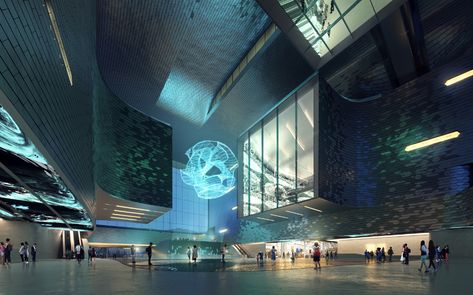 Gallery of Zaha Hadid Architects Unveils New Shenzhen Science & Technology Museum - 2 Technology Museum, Building Management System, Museum Interior, Futuristic Building, Building Management, Schematic Design, Parametric Architecture, Zaha Hadid Architects, Concrete House