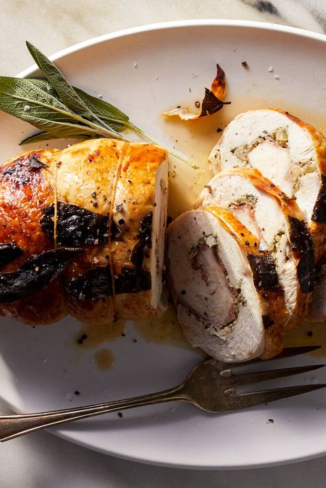 Turkey Breast Roulade With Garlic and Rosemary Recipe - NYT Cooking Turkey Roulade Ina Garten, Turkey Breast Roulade, Small Thanksgiving Dinner, Nyt Recipes, Turkey Roulade, Small Thanksgiving, Brined Turkey, Rosemary Recipes, Whole Turkey