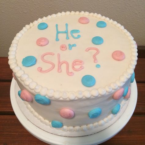 Gender reveal cake. He or She? Cake Diy Gender Reveal Cake, He Or She Cake, Diy Gender Reveal, Sheet Cake Designs, Gender Reveal Cake, Sweets Cake, He Or She, Fast Forward, Reveal Party