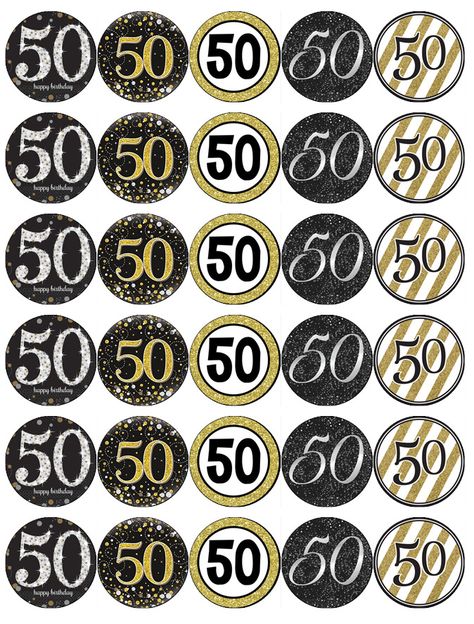 50th Birthday Party Ideas For Men, Paper Fairy, Edible Wafer Paper, Gold Cupcakes, Happy 50th Birthday, Edible Ink, Wafer Paper, Icing Sugar, Wait For It