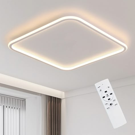 KIWIVIC LED Ceiling Light Dimmable, 32 W 3000 LM 3000 - 6000 K, Indirect Lighting LED Ceiling Light with Remote Control for Bedroom Children's Room Kitchen White Square Ceiling Light 41.5 x 4.5 cm : Amazon.de: Lighting Ceiling Painting Ideas, Flat Ceiling Lights, Ceiling Light Ideas, Square Ceiling Light, Ceiling Lighting Ideas, Tile Ceiling, Dimmable Led Ceiling Lights, Square Ceiling Lights, Gray Living Room Design