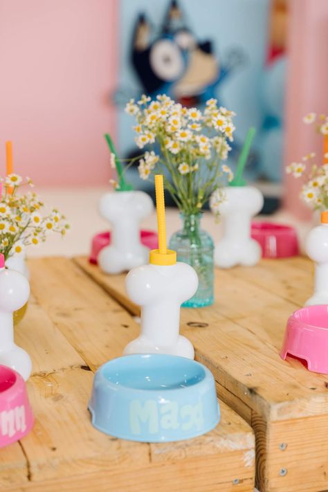 Bluey Birthday Party Ideas | Photo 1 of 46 | Catch My Party Bluey Centerpieces For Girl, Bluey Party Desserts, Bluey Halloween Birthday Party, Bluey Kids Party, Two Year Old Bluey Birthday, Twoey Bluey, Girl Bluey Birthday Party, Bluey Boys Birthday Party, Bluey Pool Party Ideas