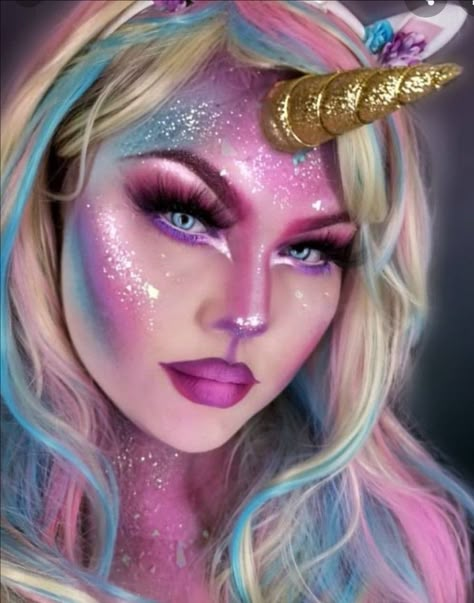 Unicorn Makeup Halloween, Nature Costume, Challenges Ideas, Makeup Suggestions, Halloweenský Makeup, Fantasy Fest, Sugarpill Cosmetics, Cool Halloween Makeup, Unicorn Makeup