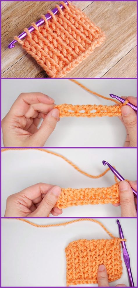 How to crochet a brioche Tunisian stitch for free. Free Crochet Tutorials, Left Handed Crochet, Heart Stitch, Gilet Crochet, Brioche Knitting, Tunisian Crochet Patterns, Brioche Stitch, Tunisian Crochet Stitches, Crochet Shell Stitch