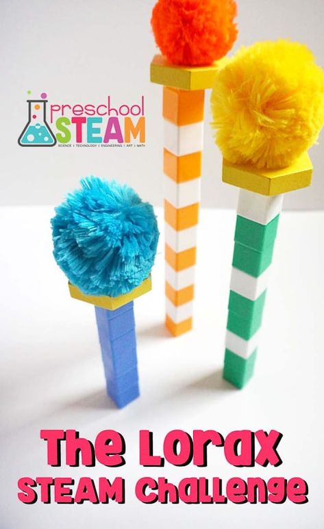 Tons of Dr. Seuss Day ideas including crafts, activities, games, DIY snacks, and more! Tons of things you can do with your classroom, at preschool, or with kids at home! #DrSeuss #DrSeussDay #Kidsactiviites #readacrossamerica Dr Seuss Stem, Dr Seuss Game, Lorax Activities, Dr. Suess, Dr Seuss Preschool Activities, Dr Seuss Preschool, Science Experience, Dr Seuss Classroom, Kindergarten Stem