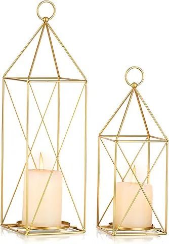 Amazon.com: Rustic Wedding Decor: Home & Kitchen Farmhouse Candle Holders, Fireplace Mantel Shelf, Farmhouse Candles, Farmhouse Centerpiece, Gold Lanterns, Candle Bar, Decorative Set, Large Lanterns, Small Lanterns