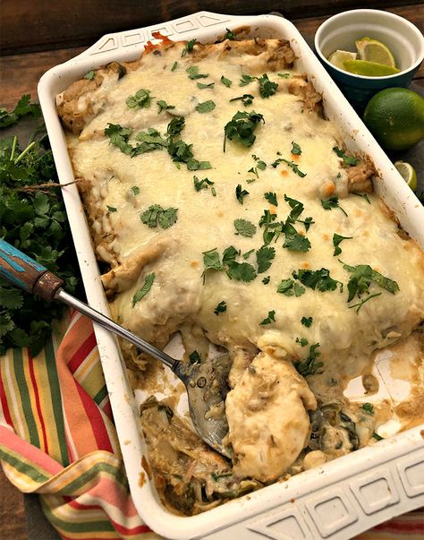 This one needs a bit of planning ahead to cook the pork, but using one large butt yields lots of meat to freeze to make several batches of these easy, creamy enchiladas. Olé! Traveling Meals, Turkey Carnitas, Carnitas Enchiladas, Creamy Enchiladas, Pork But, Creamy Enchilada, Shredded Pork, Sweet Onion, Mexican Dishes