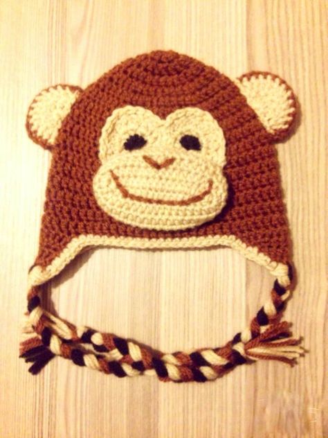 Crochet Monkey Hat for Children Crochet Monkey Hat Pattern, Monkey Crochet Hat, Monkey Hat Crochet, Crochet Animal Hat, Crochet Monkey Hat, Sock Monkey Hat, Monkey Hat, Crochet Monkey, Funky Hats