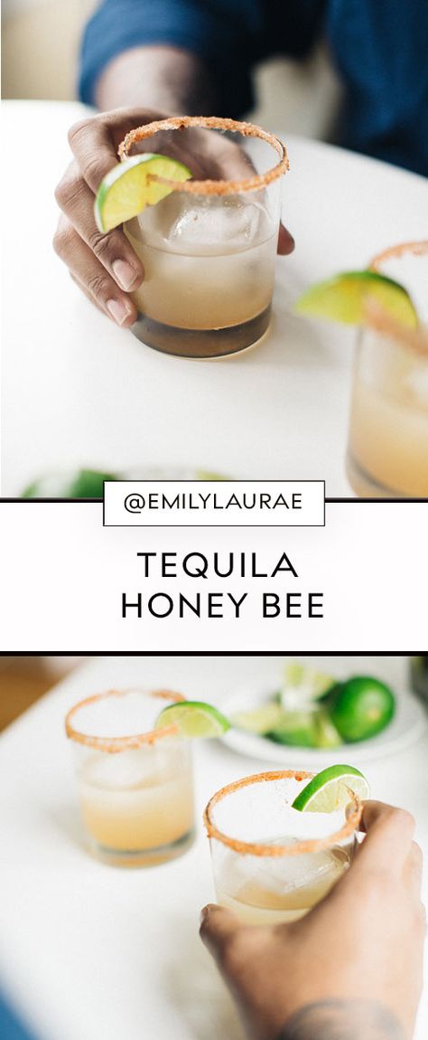 Tequila Based Cocktails, Bees Knees Cocktail, Honey Cocktail, Honey Drink, Ginger Drink, Cocktail Syrups, Tequila Drinks, Spicy Honey, Honey Syrup