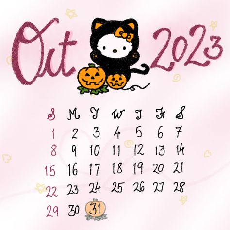 Halloween Calendar, Boyfriend Scrapbook, October Halloween, Cute Halloween, Hello Kitty, How To Draw Hands, Kitty, Halloween, Kawaii