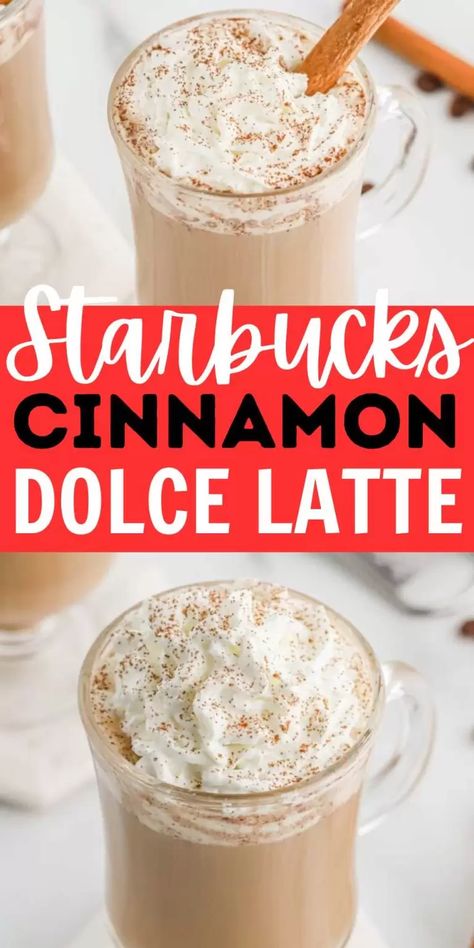 Cinnamon Drink Recipes, Cinnamon Dolce Creamer Recipe, Homemade Cinnamon Dolce Coffee Creamer, Cinnamon Dulce Starbucks Drink, Copycat Starbucks Cinnamon Dolce Syrup, Starbucks Syrup, Cinnamon Latte Recipe, Pumpkin Spice Coffee Recipe, Starbucks Cinnamon Dolce Latte