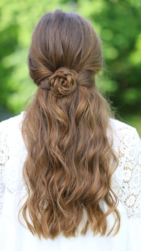 Rosette Hairstyle, Farewell Hairstyles, Rose Crown, Easy Summer Hairstyles, Natural Hair Styles Easy, Girl Haircuts, Hairdo For Long Hair, Style Hair