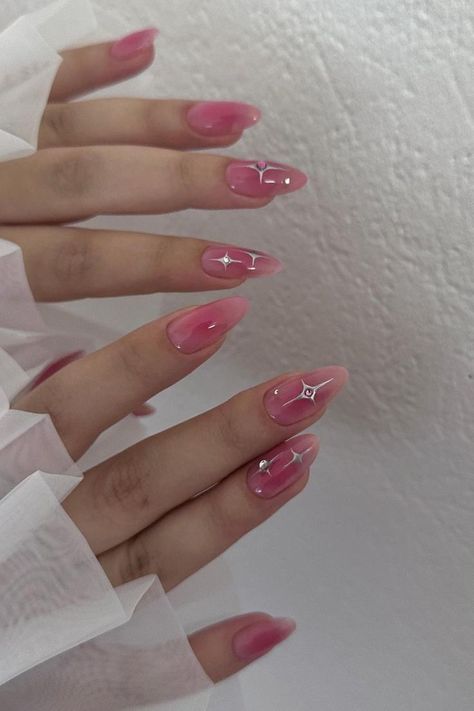 Polygel Nail Designs, Short Classy Nails, Soft Pink Nails, Silver Nail Designs, Pink Gel Nails, Airbrush Nails, Polygel Nails, Blush Nails, Pretty Gel Nails