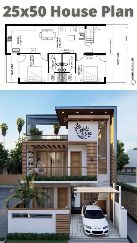 Modern Houses 25×50 House Front Elevation, 25×50 House Exterior Design, 2 Marla House Design, 25 By 50 House Plan, Small 2 Storey House Design Modern Floor Plan, 2.5 Storey House Design, Small Plot House Designs, 25×50 House Elevation, 25 50 House Plan 3d