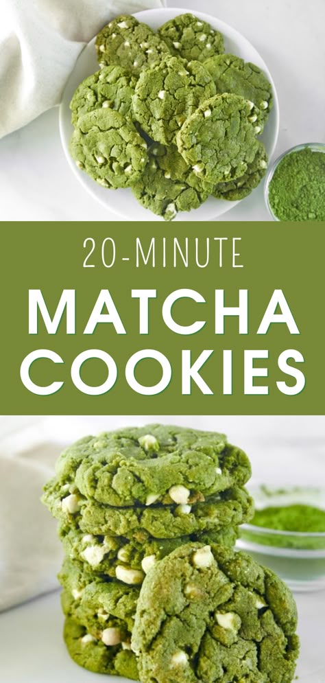 Sweet Vegan Snacks, Recipes With Matcha, Easy Vegan Snacks, Matcha Cookies Recipe, White Chocolate Recipe, Matcha Brownies, Green Tea Cookies, Cookies With White Chocolate, Matcha Green Tea Recipes