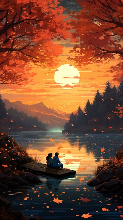 Beautiful Scenery Drawing, Image Zen, Romantic Wallpaper, Cartoon Love Photo, Love Animation Wallpaper, Cute Couple Drawings, Art Gallery Wallpaper, Tableau Art, Cute Couple Art