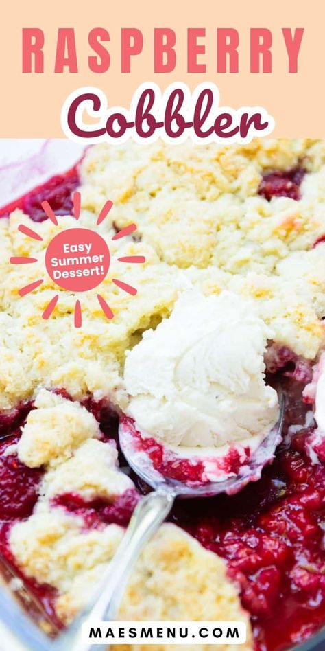 Are you on the lookout for the best fresh raspberry recipes? Look no further! Raspberry cobbler is juicy, tangy, sweet, and buttery all while being simple to make and family-friendly! It's one of our favorite easy dessert ideas and a fantastic summer dessert recipe. There's no reason not to love it! Try this homemade cobbler recipe today! #raspberries #freshraspberryrecipes #raspberrycobbler #easydessertideas Raspberry Recipes Easy, Raspberry Cobbler Recipe, Fresh Raspberry Cake, Raspberry Desserts Easy, Fresh Raspberry Recipes, Homemade Cobbler, Raspberry Cobbler, Easy Dessert Ideas, Raspberry Pie Filling