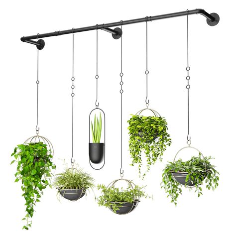 PRICES MAY VARY. 【Extra-Long Design】The length of this hanging plant holder is 73".Long enough to meet the needs of large space and able to hang more plants.Save more space and bring greenery to your home! 【Durable Material and Firm Connection】Sturdy and heavy metal material & threaded joints for connection to ensure solidity.Three pivot points to ensure stability. No need to worry about insufficient material or poor connection. 【Easy installation and All hardware included】This pakege comes with Indoor Plant Storage Ideas, Hanging Plant Rod, Hanging Plants In Front Of Window, Plant Hanger Stand, Small Plant Shelf, Plant Hanging Ideas, Window Plant Shelves, Hanging Plant Ideas, Indoor Hanging Plants