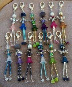 Tassen Hanger, Anting Manik, Wire Craft, Beaded Angels, Beaded Crafts, Beading Projects, Beaded Ornaments, Wire Crafts, Beaded Keychains