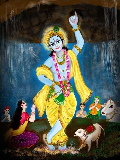 Govardhan Pooja Rangoli, Govardhan Parvat Decoration, Krishna Janamastmi, Govardhan Parvat, Instagram Highlight Love Icon, Krishna Collage, Morning Poems, Iskcon Vrindavan, Hot Glue Art