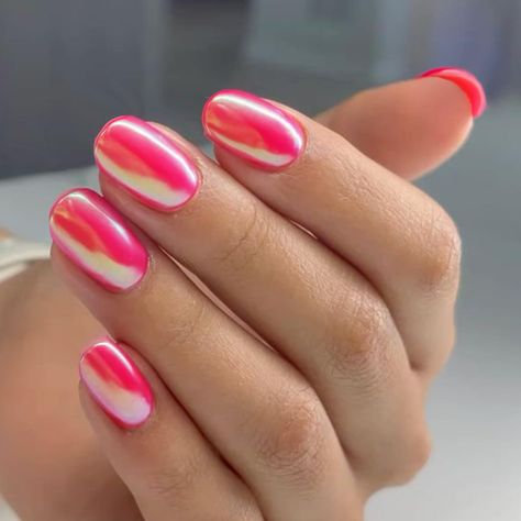 GLAMERMAID Press on Nails Extra Short Squoval, Spring Summer Handmade Hot Pink Chrome Gel Glue on Nails, 24Pcs Glazed Donut Glossy Round Fake Nails Acrylic False Nails Kits for Women Gift -  #24Pcs #Acrylic #Chrome #Donut #Extra #Fake #False #Gel #gift #GLAMERMAID #Glazed #Glossy #Glue #handmade #Hot #Kits #Nails #pink #Press #Short #Spring #Squoval #Summer #Women Rainbow Pink Nails, Watermelon Chrome Nails, Pinkish Red Nails, Super Short Nail Designs, Cute Chrome Nails, Colorful Chrome Nails, Hot Pink Chrome Nails, Hot Pink Chrome, Round Fake Nails