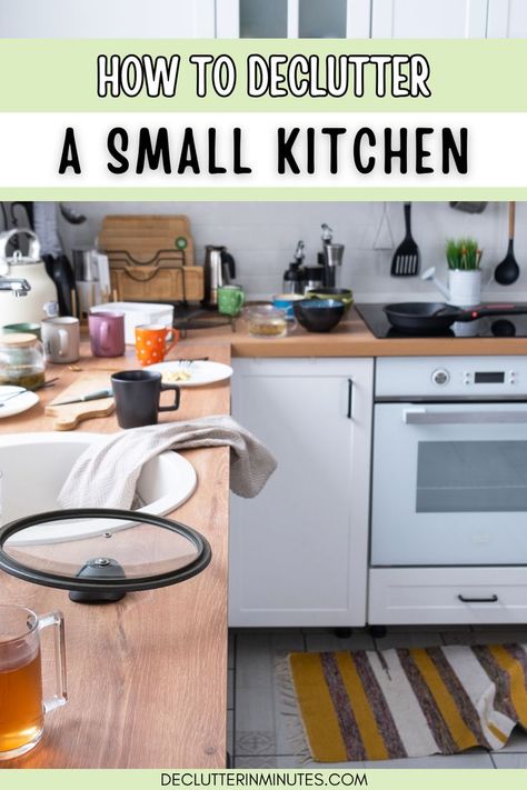 Struggling with a messy, small kitchen? This guide shares easy tips to declutter, organize, and maximize your space. Learn how to streamline your kitchen and create a functional, tidy room that works for your home. Perfect for anyone looking to simplify and enjoy a clutter-free cooking space! Declutter Countertops Kitchen Counters, Organized Small Kitchen, How To Maximize Small Kitchen Space, No Counter Space Kitchen, How To Organize A Small Kitchen, How To Organize Kitchen, Organizing Kitchen Ideas, How To Organize Kitchen Counters, Organize Small Kitchen