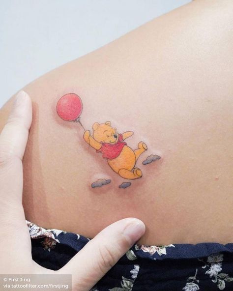 Winnie the Pooh for Janelle. She has sensitive skin, so the tattoo was swollen when taking pictures. For all the clients: your skin is just as perfect as you as a person. You could do all the tattoos: color; fine line; as detailed as possible; as pretty as it should be. Pooh Tattoo Ideas, Winnie The Pooh Tattoo Ideas, Piglet Tattoo, Disney Characters Tattoos, Winnie The Pooh Tattoo, Pooh Tattoo, My Little Pony Tattoo, Watercolor Cat Tattoo, Winnie The Pooh Tattoos