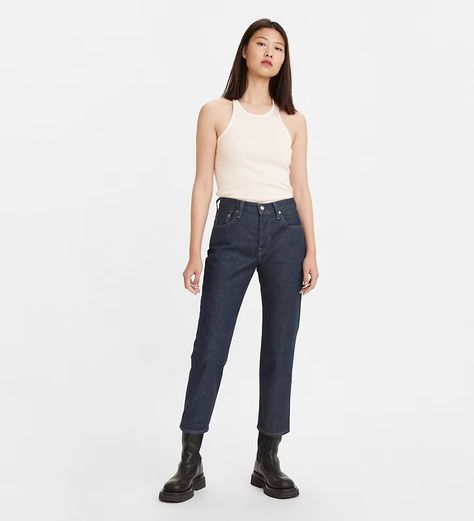 501® Original Cropped Women's Jeans - Dark Wash | Levi's® US Black Levis, Jeans Levis, Dark Indigo, Straight Fit Jeans, Crop Jeans, Dark Wash Jeans, Wash Jeans, Levis Jeans, Cropped Jeans