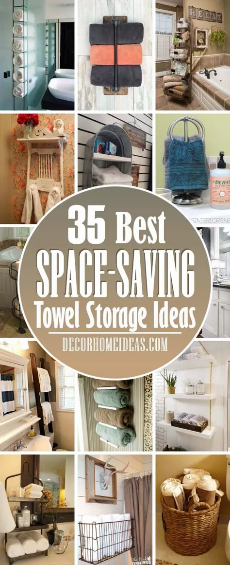 Towel Storage Small Bathroom, Bathroom Towel Storage Ideas, Towel Hanging Ideas, Towel Storage Ideas, Motorhome Storage, Kitchen Towels Storage, Towels Storage, Tiny Bathroom Storage, Hang Towels In Bathroom