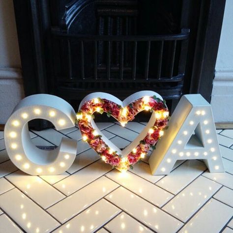 Diy Wedding Letters, Large Light Up Letters, Diy Marquee Letters, Light Up Letter, Letter Lights, Lighted Marquee Letters, Wedding Letters, Home Together, Light Up Letters