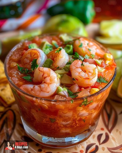 Mexican Shrimp Cocktail Mexican Shrimp Cocktail Recipe, Mexican Shrimp Recipes, Shrimp Cocktail Sauce, Mexican Shrimp Cocktail, Sweet Potato Cheesecake, Cocktail Shrimp Recipes, Mexican Seafood, Seafood Dish Recipes, Mexican Shrimp