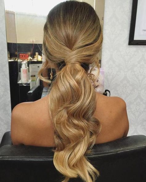 Bridesmaid Ponytail, Up Ponytail, Messy Ponytail Hairstyles, Long Ponytail Hairstyles, Formal Hairstyles For Long Hair, Elegant Ponytail, Wavy Ponytail, Really Long Hair, Prom Hairstyles For Long Hair