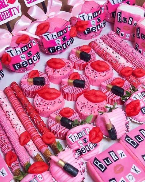 Burn Book Birthday Party Ideas, Bratz Party Treats, Mean Girls Sleepover Slumber Party Ideas, Brats Birthday Party Ideas, Burn Book Birthday Party, Mean Girls Sweet 16 Party, Mean Girls Food Ideas, Mean Girls Cookies, Burn Book Party Ideas