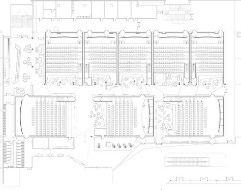 Gallery of Kronverk Cinema / Robert Majkut Design - 18 Movie Theater Plan Architecture, Cinema Floor Plan, Theater Plan, Cinema Center, Cinema Architecture, Hotel Floor Plan, Cinema Design, Hotel Floor, Mix Use Building